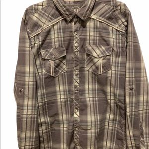 BKE Western pearl snap button down shirt XL
